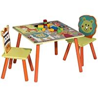 WOLTU 3 uds. Grupo de Asientos para Niños Mesa y 2 Sillas Muebles Animales del Bosque Juegos de Mesa y sillas en Edad…